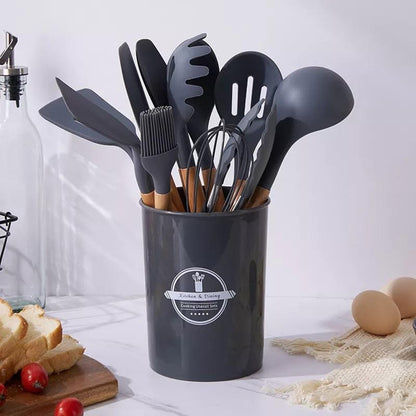 Set utensilios de cocina de 12 piezas negro